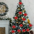 thumbnail image 3 of Christmas Artificial Poinsettia Flowers Decorations Large Size 5.9" Glitter Xmas Tree 15 Pcs Red, 3 of 8