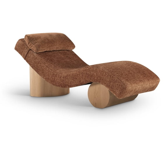 Meridian Furniture Marcella Cognac Fabric Upholstered Chaise Lounge