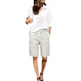 thumbnail image 4 of Evdexr Cargo Shorts Women Drawstring Knee Length Bermuda Shorts Summer Belted Hiking Shorts Oversized Baggy Casual Short with Multi Pockets Khaki L, 4 of 7