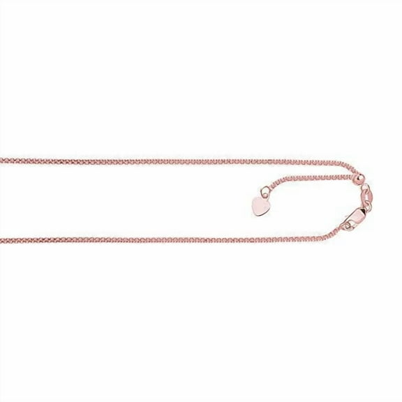 JewelStop 14k Solid Rose Gold 1 mm Popcorn Chain Adjustable 22" w/Lobster Claw Clasp