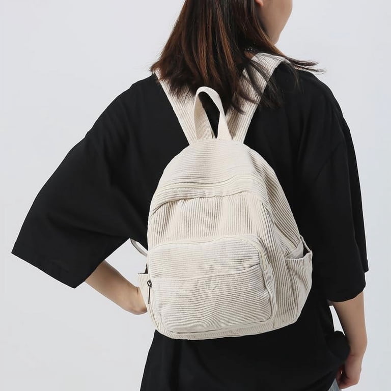 Small Mini Backpack Purse for Women Travel Corduroy Bag for  display picture 3