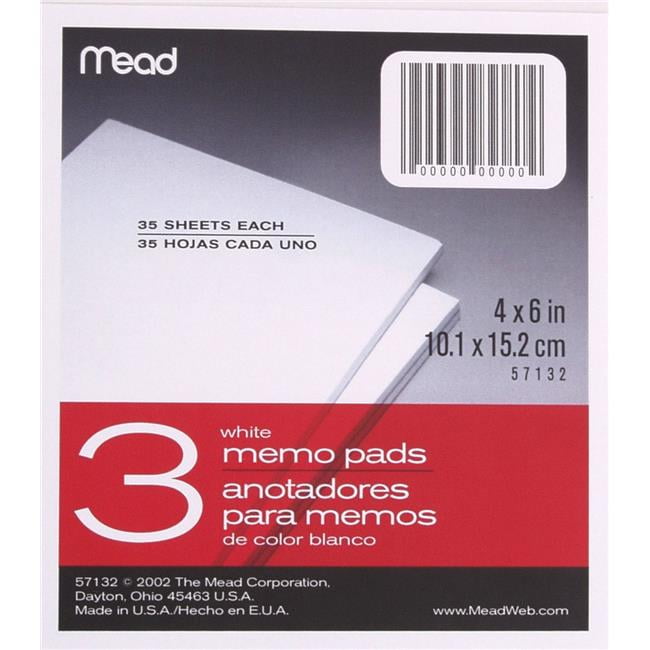 Mead Products 57132 Mead Products 57132 4 in. X 6 in. Memo Pads 3 Count