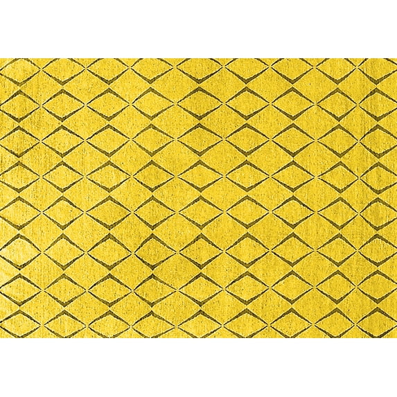 Ahgly Company Indoor Rectangle Solid Yellow Modern Area Rugs, 3' x 5'