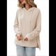 thumbnail image 2 of Sudadera con Capucha de Gran Tamaño para Mujer, Informal, de Larga, de Punto, con Cordón Ajustable, Abertura Lateral y Bolsillo Albaricoque L, 2 of 10