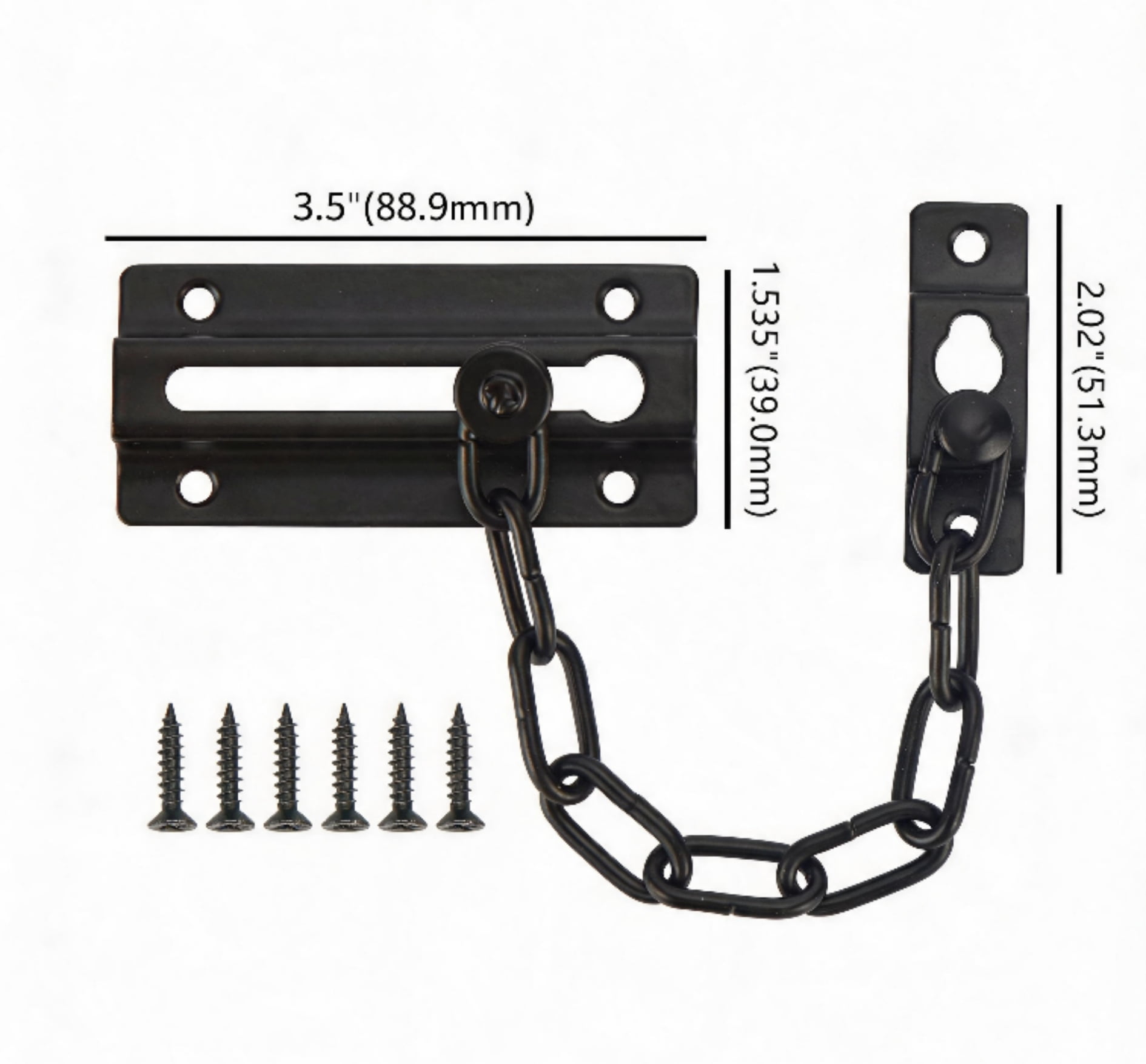 Hyper Tough 4-1/2 in. Privacy Door Chain, Matte Black, 2 Pack