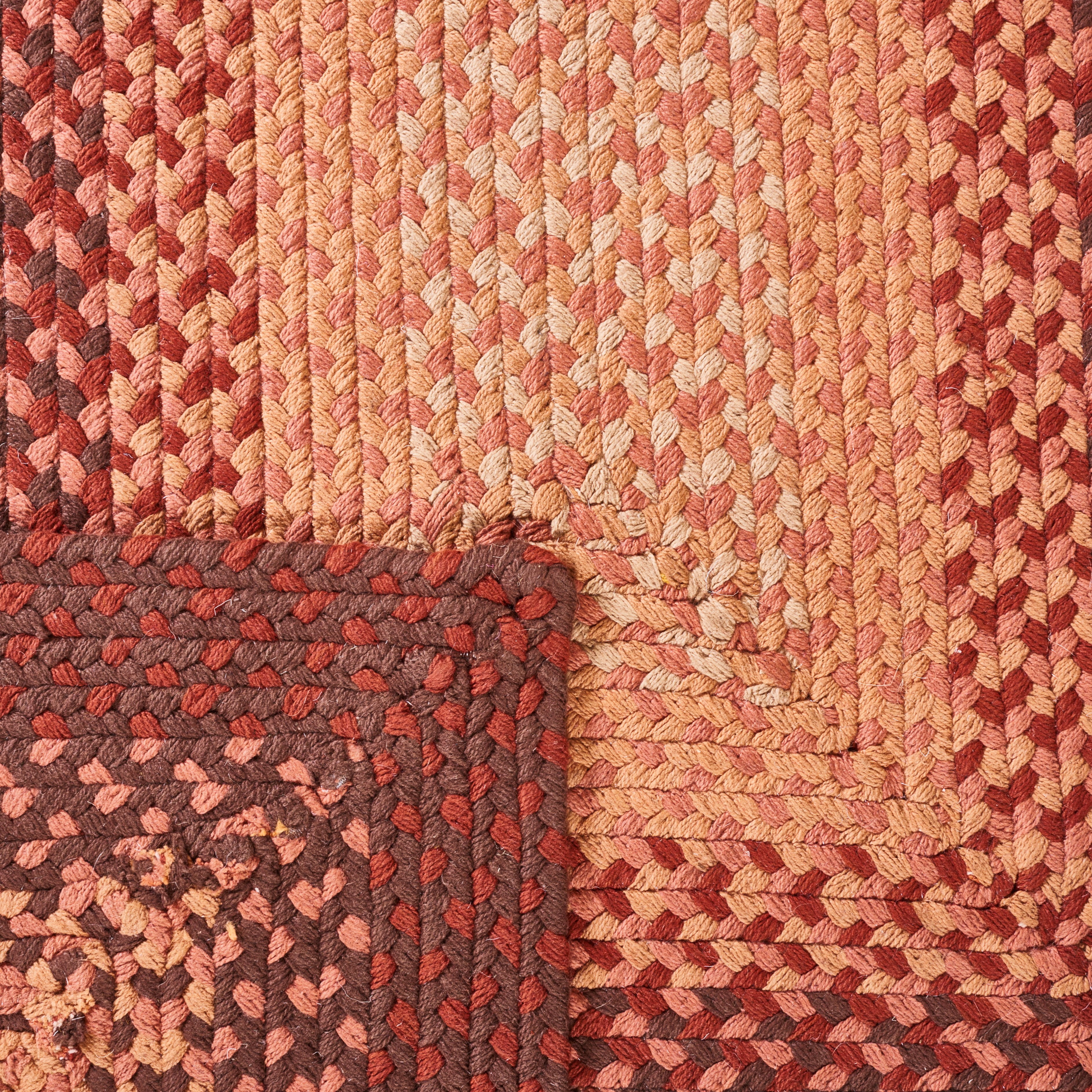SAFAVIEH Braided Claes Bordered Reversible Area Rug, Orange/Rust, 6' x 6' Square