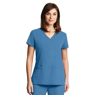 Grey's Anatomy Signature 2115 Women's V-Neck 3 Pocket Scrub Top Ciel Blue 4XL