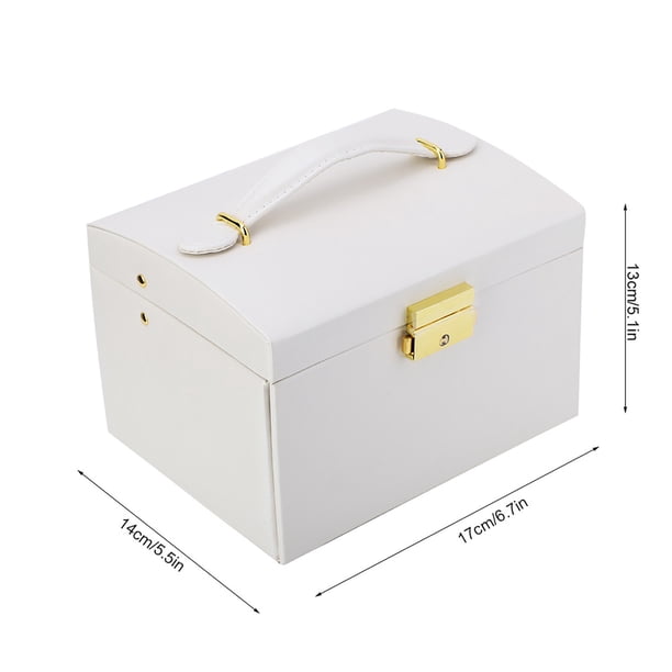 CAJA DE ALMACENOMO DE JOYERÍA DE CUERO PU DE 3 NIVELES, ORGANIZADOR CON ESPEJO, VITRINA DE JOYERÍA PARA JOYAS Y ROLOJES, DELECIÓN ELEGANTE PARA CAJÓN, Fácil de Limpiar,