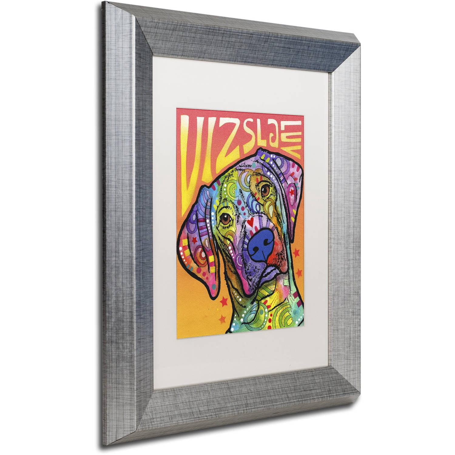 Trademark Fine Art 'Vizsla Luv' Canvas Art by Dean Russo, White Matte, Silver Frame