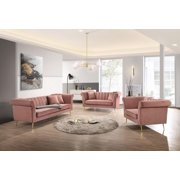 Coral Velvet w/ Gold Finish Sofa Set 3Pc Transitional Cosmos Furniture Lexington