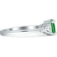 thumbnail image 5 of Three Stone Heart Promise Ring Green Emerald Cubic Zirconia White Tone 925 Sterling Silver, Size 9, 5 of 7