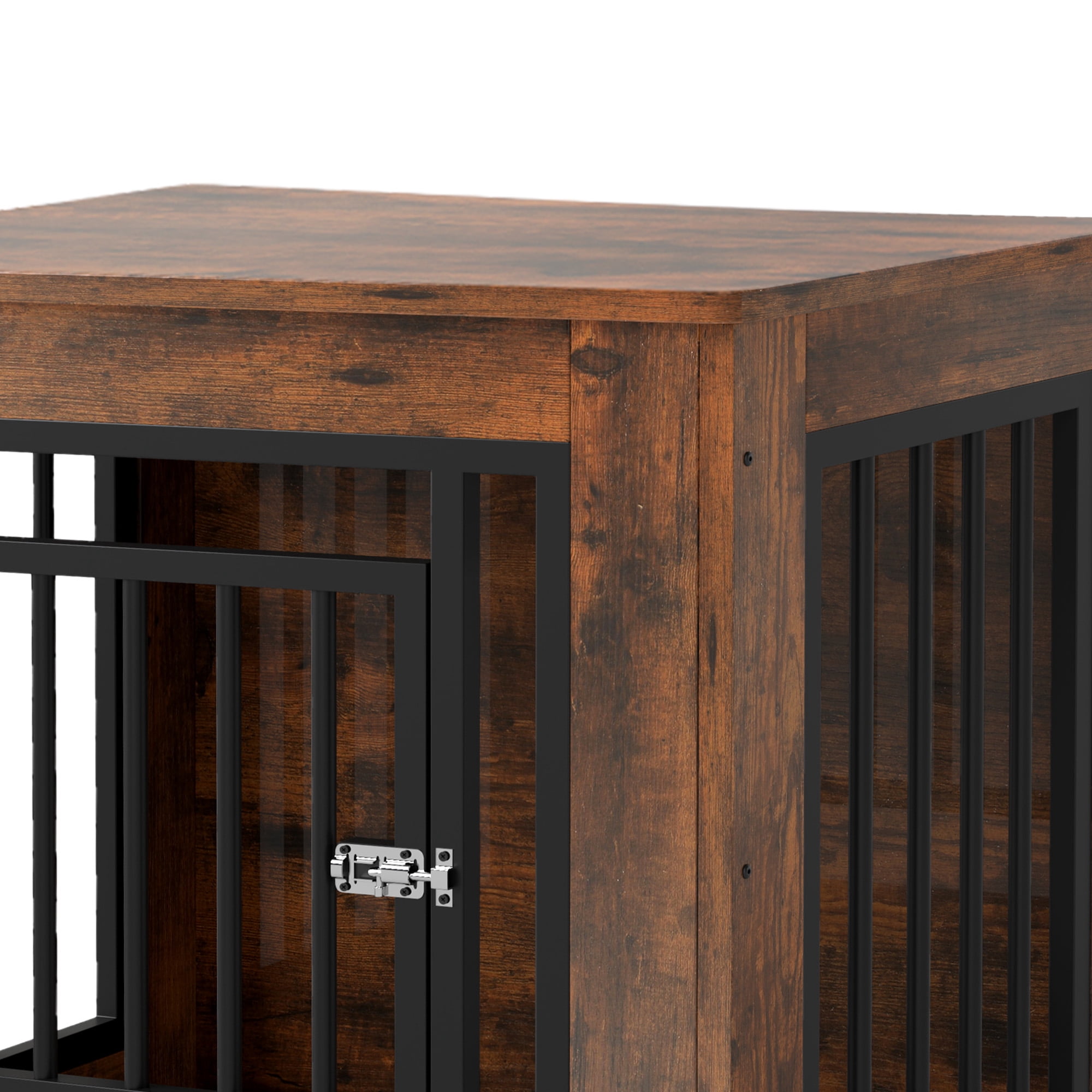 Uforic 27"L Wooden Dog Crate Furniture with Steel Lock,for Small Dogs up to 30 Lb, 27.1"L x 20.1"W x 24"H