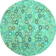 thumbnail image 1 of Ahgly Company Machine Washable Indoor Round Southwestern Turquoise Blue Country Area Rugs, 4' Round, 1 of 4