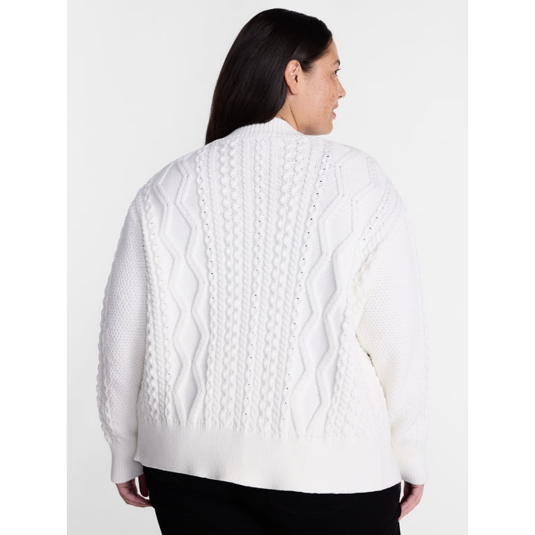 Terra & Sky Women's Plus Cable Knit Cardigan photo 3