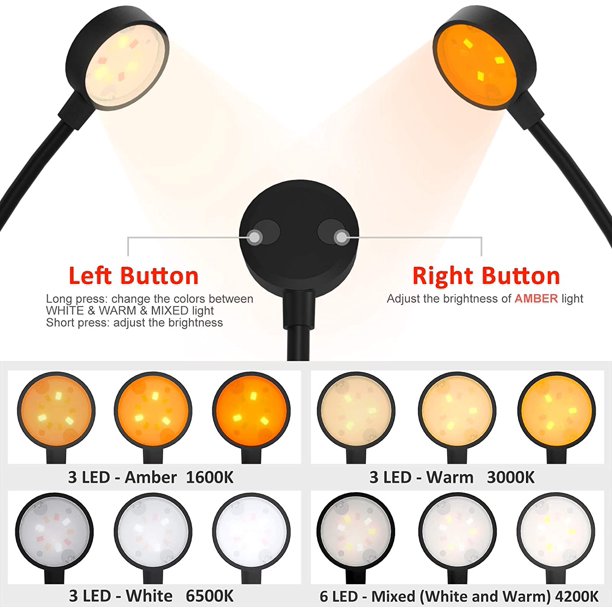 Lámpara de lectura recargable de 9 LED, lámpara de lectura de 12 niveles de brillo, Clip de lámpara de Clip para libros, lectores electrónicos, Kindle, lectura en la cama Ormromra YQ-0556