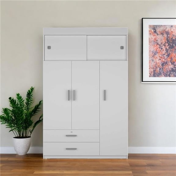 HomeRoots 478409 47 in. White Two Drawer Combo Dresser