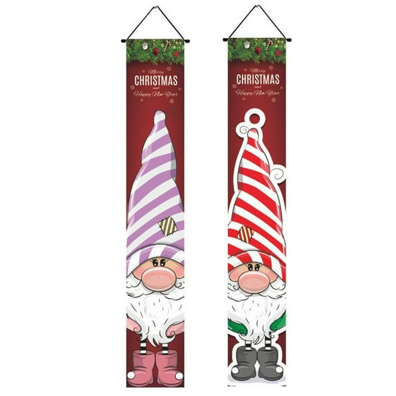 Durable Home Happy New Year Polyester Hanging Ornament Christmas Couplets Christmas Banner Xmas Door Decor E