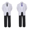 thumbnail image 2 of 6pc  Boy Formal Necktie Black & White Suit Set Satin Necktie Baby Sm-20 Teen, 2 of 4