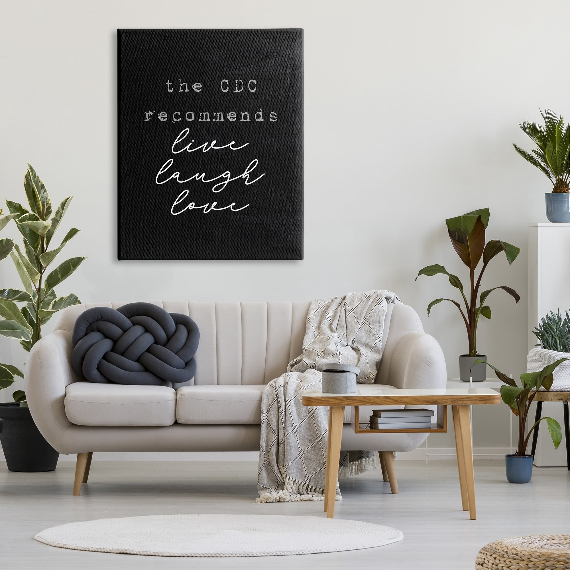 Stupell Industries CDC Recommends Live Laugh Love Funny Phrase Happiness, 36 x 48, Design by Lil' Rue