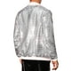 thumbnail image 3 of Chaquetas Varsity de lentejuelas INSPIRE CHIC para hombres, chaqueta bomber de béisbol brillante y chispeante, plata M, 3 of 5