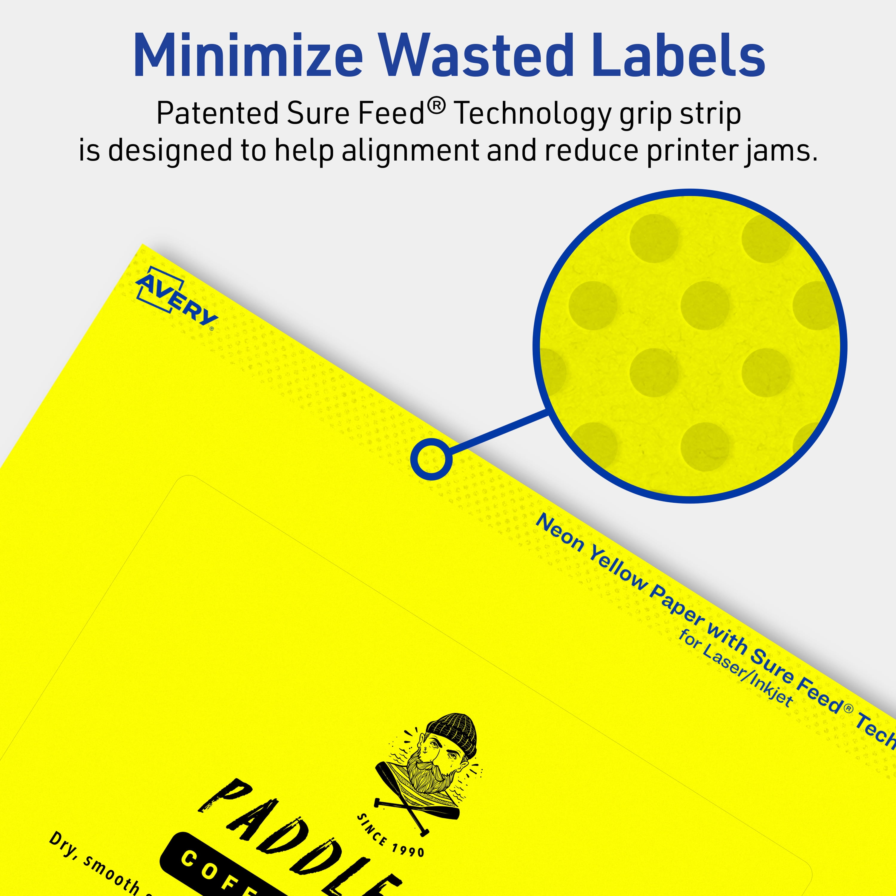 Avery Printable Rectangle Labels, Neon Yellow, 4" x 6", 80ct