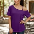 thumbnail image 5 of Uootdi Womens Blouses Solid Color V Neck Button Front Loose Fit Short Sleeve Lightweight Tops T Shirts Street Style Outfit Gift, 5 of 6