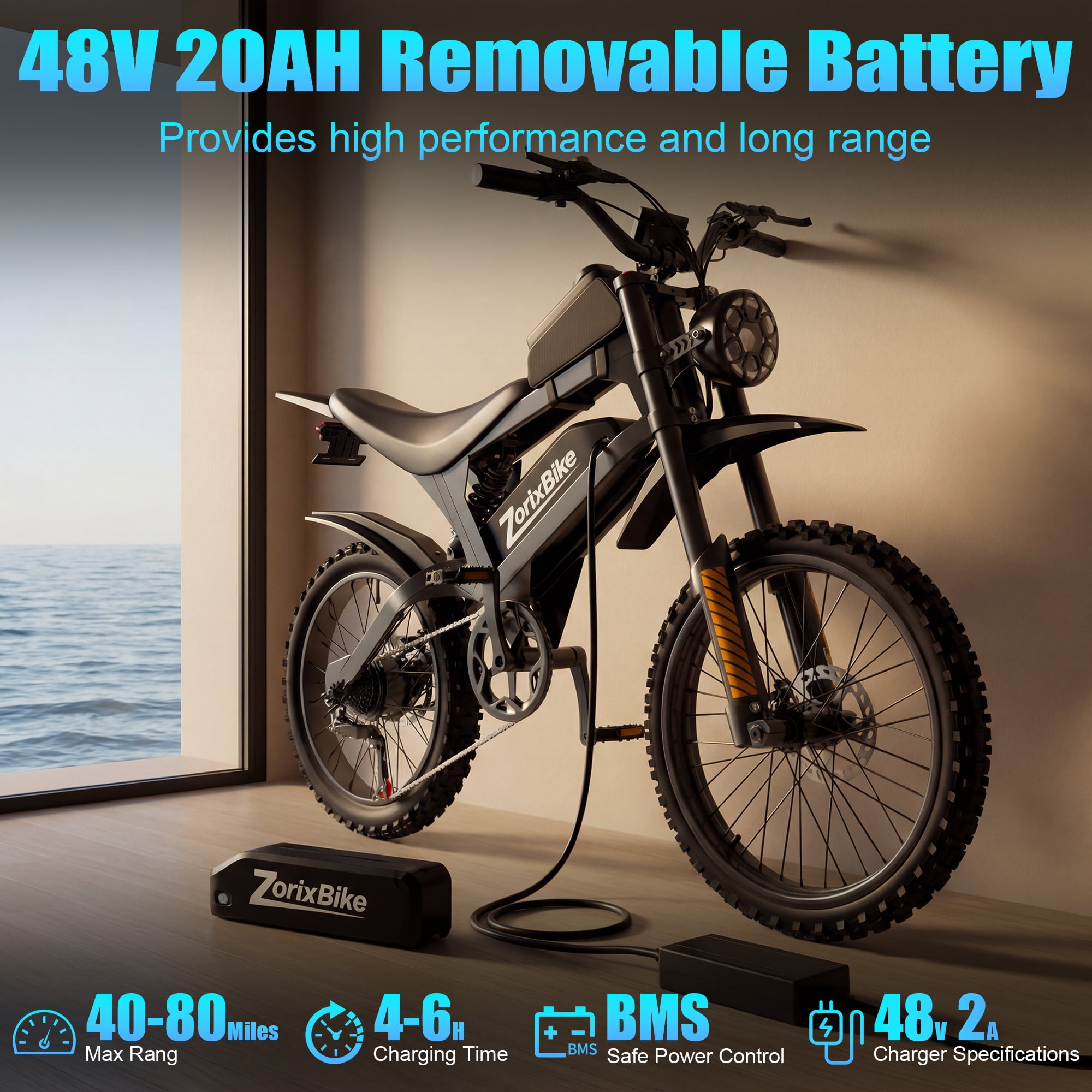 ZorixBike R8 Max Dual Motor Electric Bike for Adults - 48V 20AH Battery, Dual 1500W Peak Motors (3000W Peak Total), 31 MPH, 40 Miles Range, Fat Tires, Hydraulic Brakes, Off-Road Mountain E-Bike