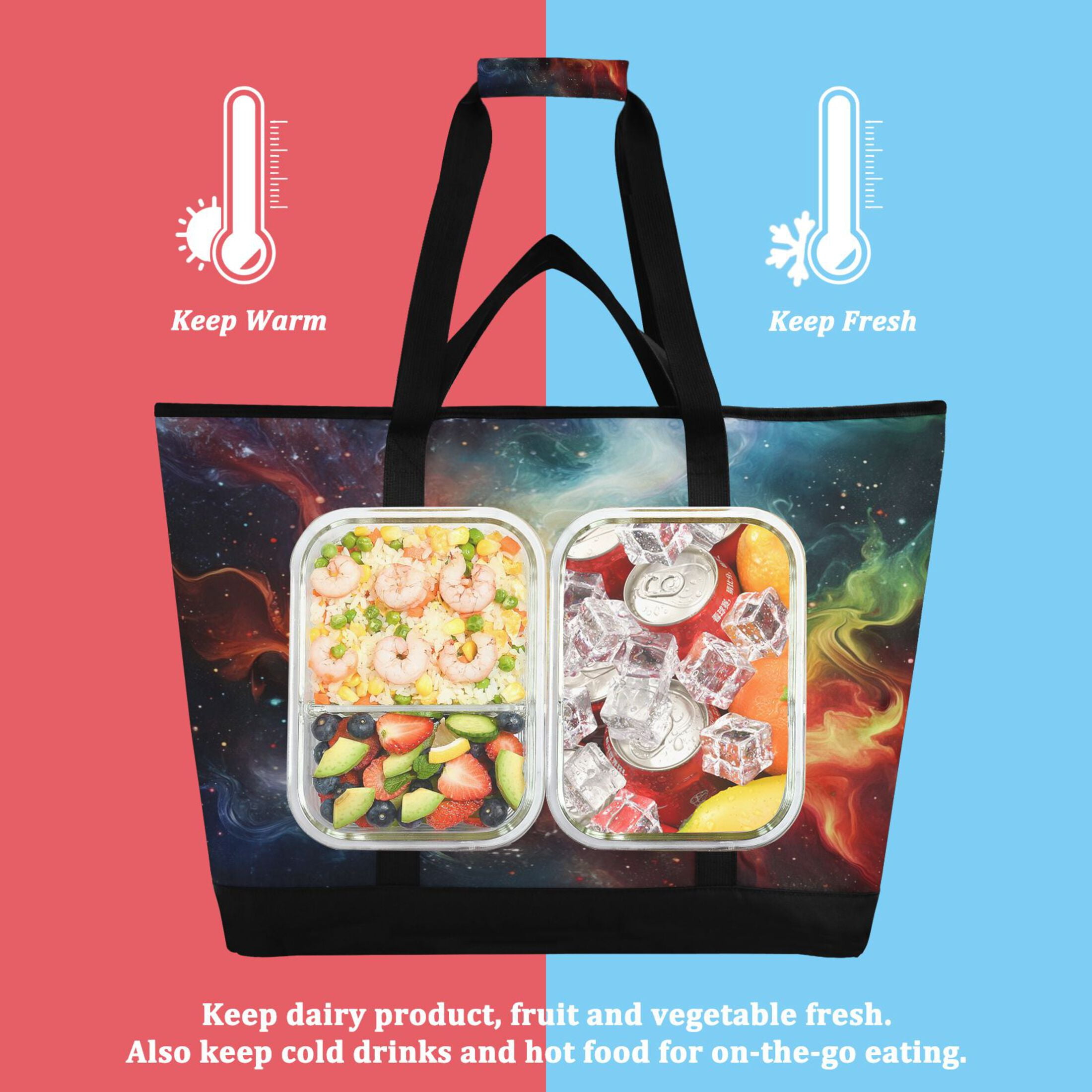 Large Hand-held Ice Pack Picnic Bag Insulation and Refrigeration Suitable for Shopping Picnics and Camping Color Universe
