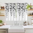 thumbnail image 2 of Gray Eucalyptus Leaves Kitchen Curtains 63 Inch Length, Watercolor Floral Leaf Plants Grommet Top Bedroom Living Room Curtains, Light Filtering Cafe Curtain Drapes 2 Panels Set 104''x63'', 2 of 9