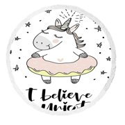ABPHQTO Unicorn Round Beach Blanket with Tassels Beach Throw Towel Yoga Mat Picnic Blanket