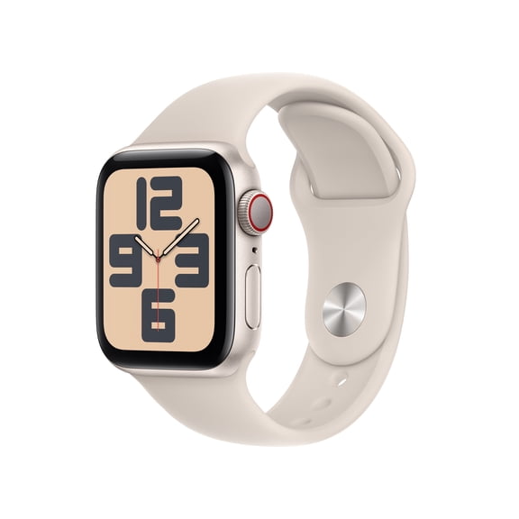 Open Box Apple Watch SE (2nd Gen) [GPS + Cellular 40mm] Smartwatch with Starlight Aluminum Case and Starlight Sport Band - S/M. Fitness & Sleep Tracker, Crash Detection, Heart Rate Monitor