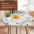 thumbnail image 4 of Bees Branches Round Tablecloth, Fitted Table Cover with Elastic for 55"-60" Round Tables, Farmhouse Spring Botanical Wooden Table Cloth Outdoor Indoor Dinning Party Waterproof Tablecloths, 4 of 7