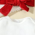 thumbnail image 6 of Owordtank Newborn Baby Girls Christmas Outfits Long Sleeve Onesie Romper+Velvet Suspender Skirts+Headband Clothes for 0-18M, 6 of 7