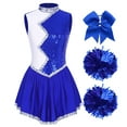 thumbnail image 3 of TiaoBug Women  Cheer Leader Dance Costumes Cheer Rave Dance Halloween Cheerleading  Costume Blue M, 3 of 7