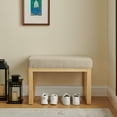 thumbnail image 3 of Bench, Entryway Bench, Shoe Storage Stool with Solid Wood Frame, Soft Loop Yarn Cushion and Modern Design, for Hallway Mudroom, Brown, 3 of 10