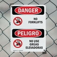 thumbnail image 5 of (2 Pack) No Forklifts Bilingual OSHA Danger Sign 18 Inch X 24 Inch Plastic Sign, Weather Resistant, UV Protected for Workplace, Business, and Construction Site, Made in the USA, 5 of 8
