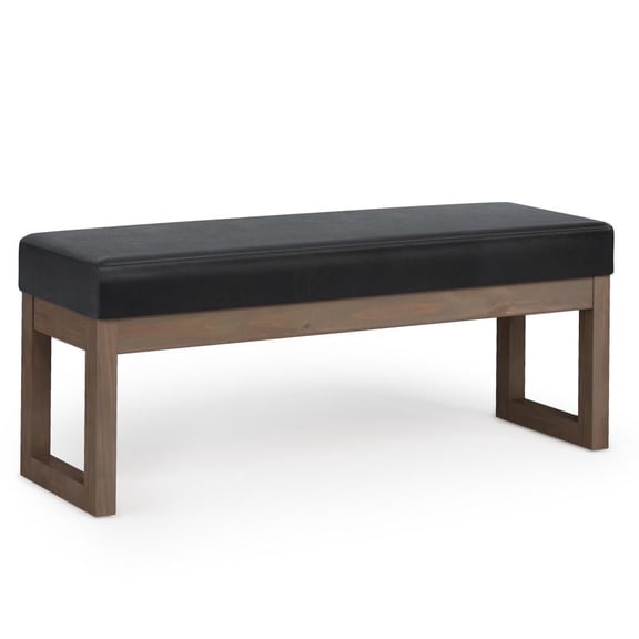 Milltown 44 inch Wide Solid Wood Contemporary Large Ottoman Bench in Tanners Brown