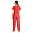 thumbnail image 4 of Inkmeso Womens 2Pcs Solid Nightwear Set Short Sleeves Top & Pajama Sets Soft Cotton Loungewear, 4 of 7