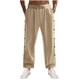thumbnail image 2 of Pantalones largos de moda para hombre, casuales, de color sólido, con botones, cintura elástica, rectos, con pierna de cuerno, pantalones largos de poliéster para hombre., 2 of 7