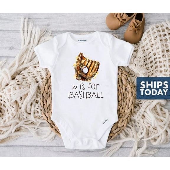 LuvlyB Is For Baseball - Baller - Baseball Baby Shirt - Baseball Baby Gift - Baseball Dad , New Born, Baby Shower Gift, New Parents Gift