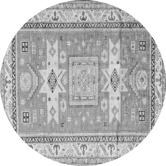 Ahgly Company Indoor Round Geometric Gray Traditional Area Rugs, 3' Round