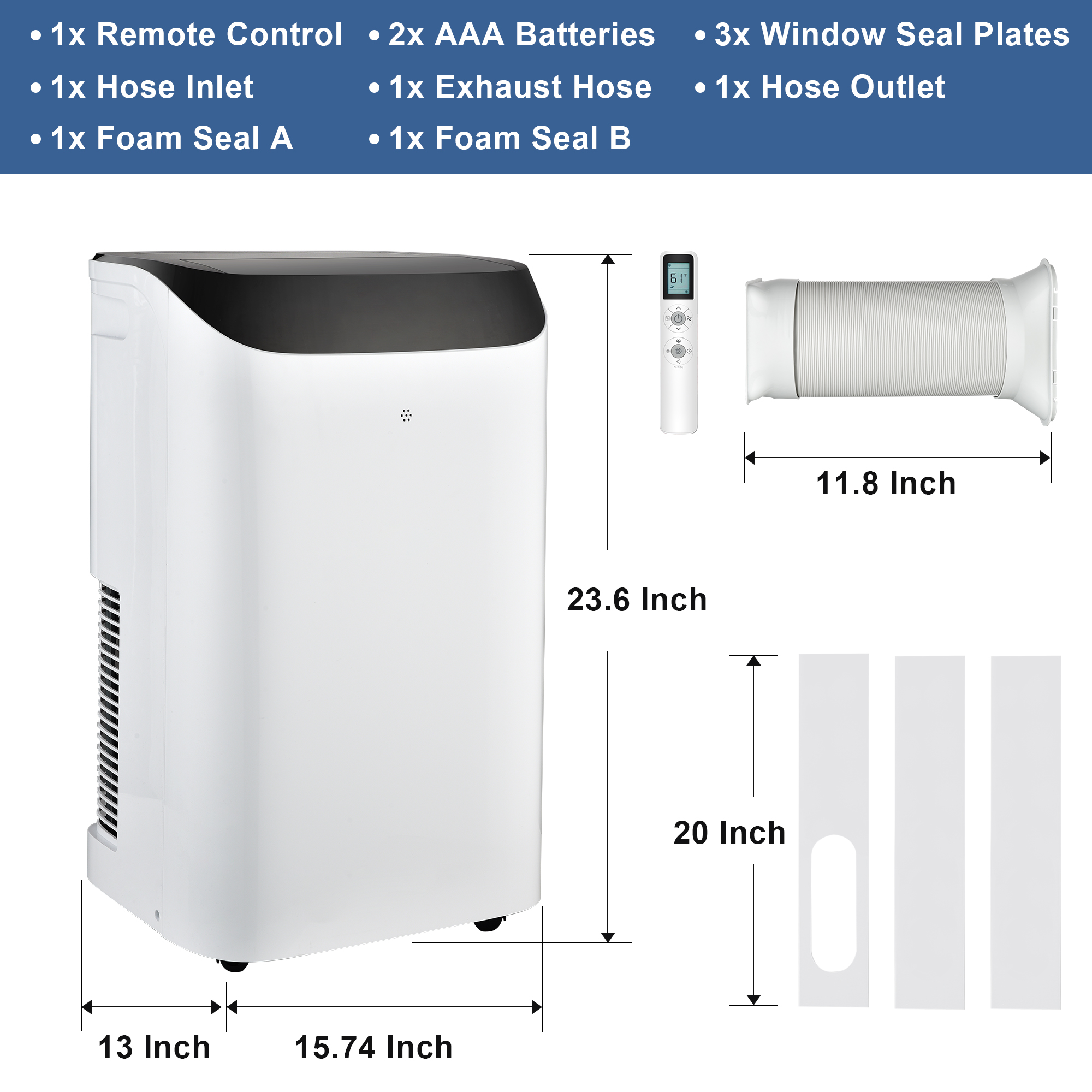 Agtana 10000 BTU (14000 BTU ASHRAE) Portable Air Conditioner Cools Room up to 700 sq.ft, 3-in-1 Portable AC Unit with Dehumidifier & Fan, Including Remote Control, DIY Window Kit