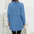 thumbnail image 3 of Mock Neck Sweaters Women Fuzzy Sherpa Fleece Tunic Tops Long Sleeve Plain Pullover Sweatshirt with Pockets (XL, Blue), 3 of 7