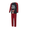 thumbnail image 4 of Christmas Family Pajamas Set Family Matching  Letter Deer Print Long Sleeve O-neck Tops+Plaid Print Trousers/Romper, 4 of 10
