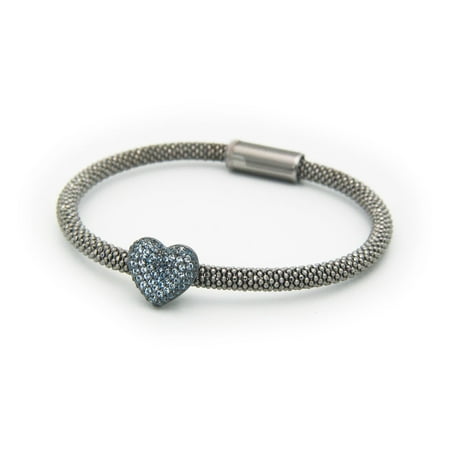 bracelet magnetic clasp silver heart cz sterling designer walmart