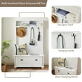 thumbnail image 4 of Miekor Furniture Modern Classic Hall Tree with Shoe Rack Bench and Coat Hooks for Hanging Storage, Entryway Bench with Open Shelves and Shoe Cabinets 40.16"W*18.58"D*64.17"H white 45243, 4 of 12