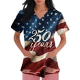 thumbnail image 3 of 250th Anniversary USA Scrub Tops Women American Flag Print Stretch V Neck Scrubs 4th of July Nurse Working Uniforms with Pockets, 3 of 4