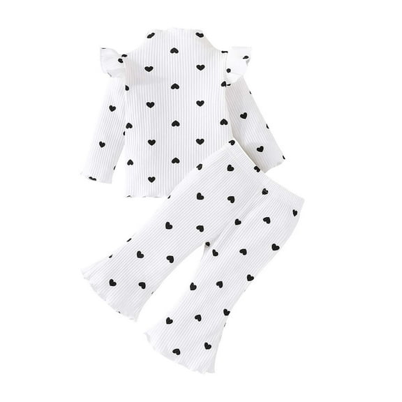 Caqnni Baby Girl Fall Clothes Crewneck Sweatshirt Top Elastic Pants Set Toddler Winter Outfits Fall Winter Outfit,12-18 Months,White