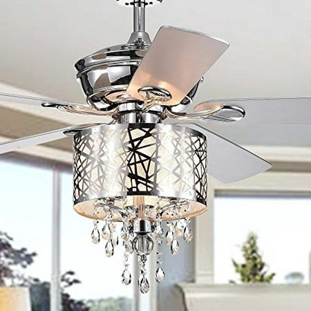 Garvey 5-blade 52-inch Chrome Ceiling Fan with 3-Light Crystal Chandelier (Remote