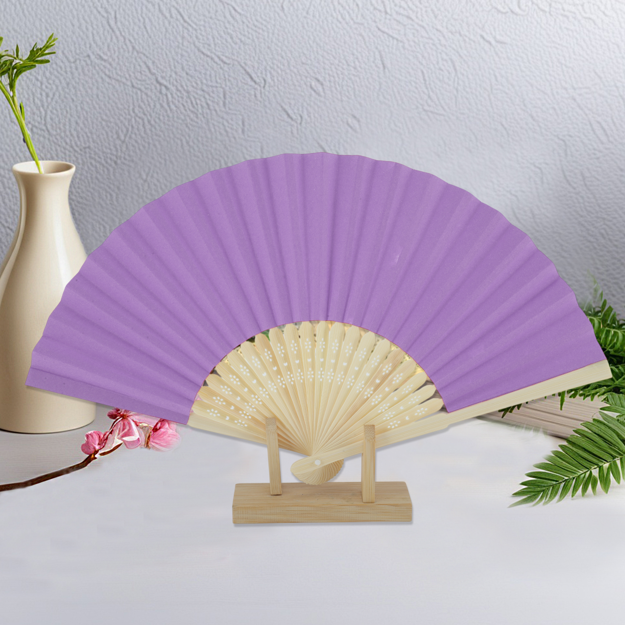 Unique Bargains Portable DIY 7-Inch Blank Folding Fan 1 Pc Purple